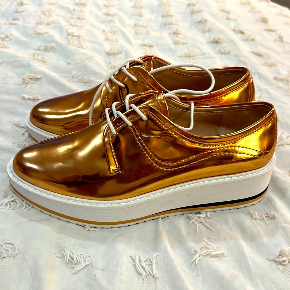 Zara Rose Gold Platform Sneakers